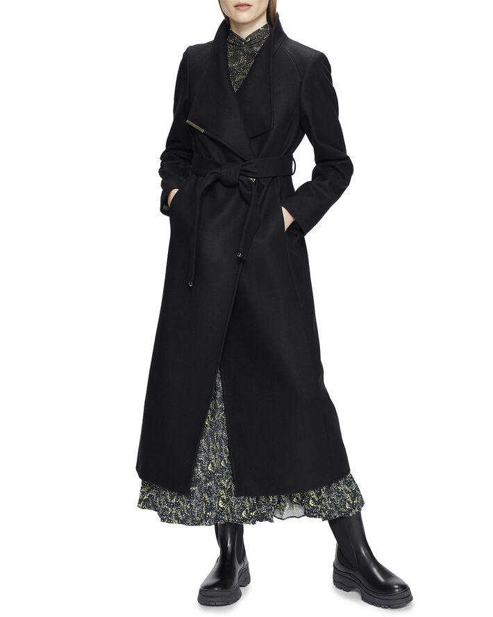 Ted Baker ROSELL Long Length Wool Wrap Coat Black