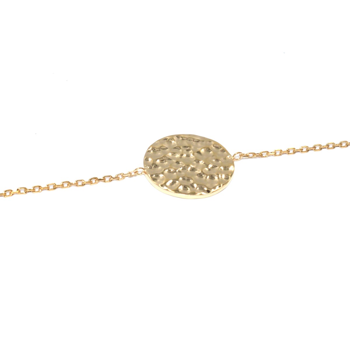 Bracelet femme médaillon martelé en plaqué or