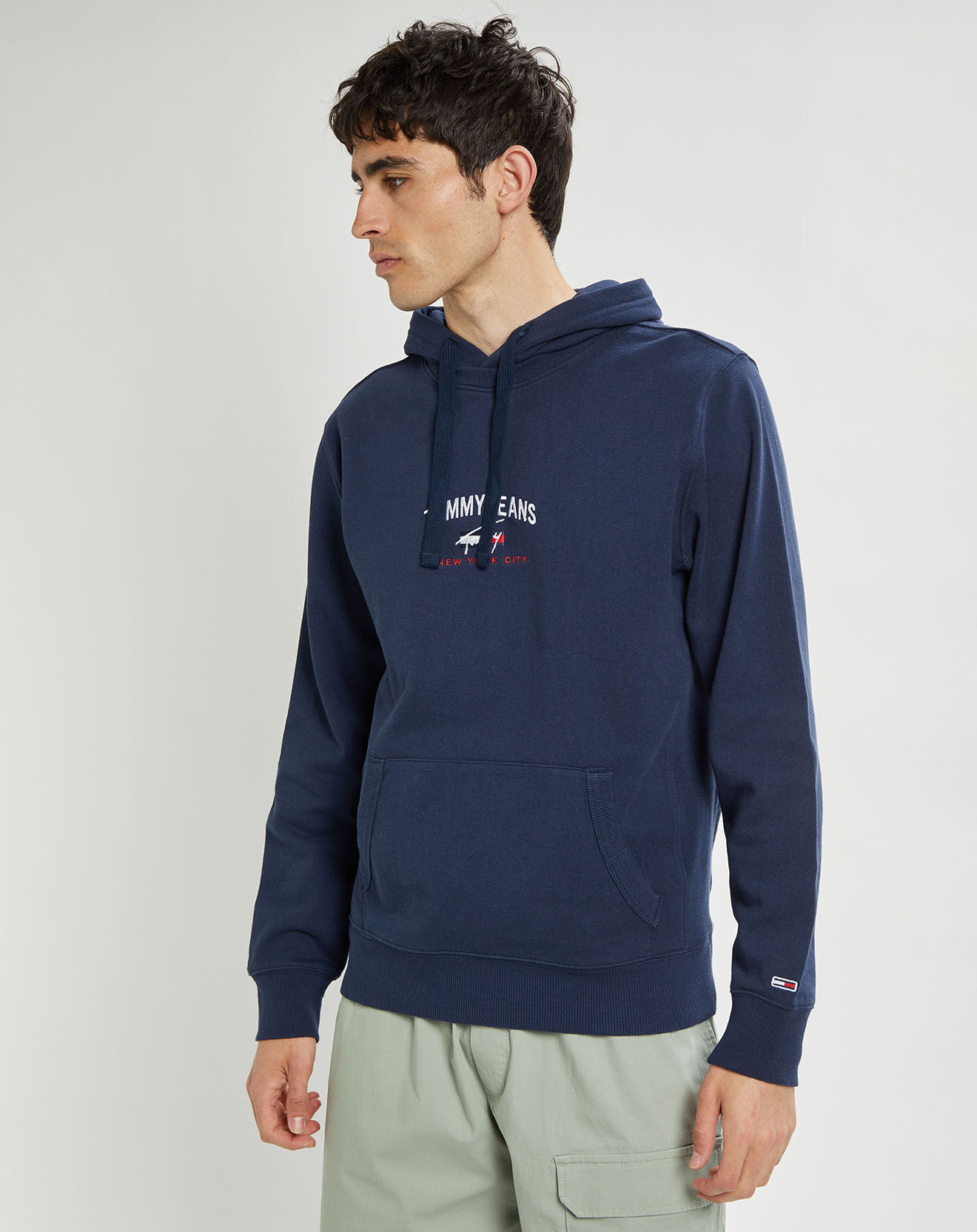 Tommy Jeans Sweat 100% Coton Bio timeless logo hoodie bleu marine