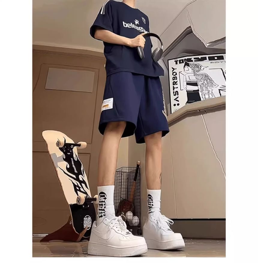 Posive - Shorts met trekkoord en letters