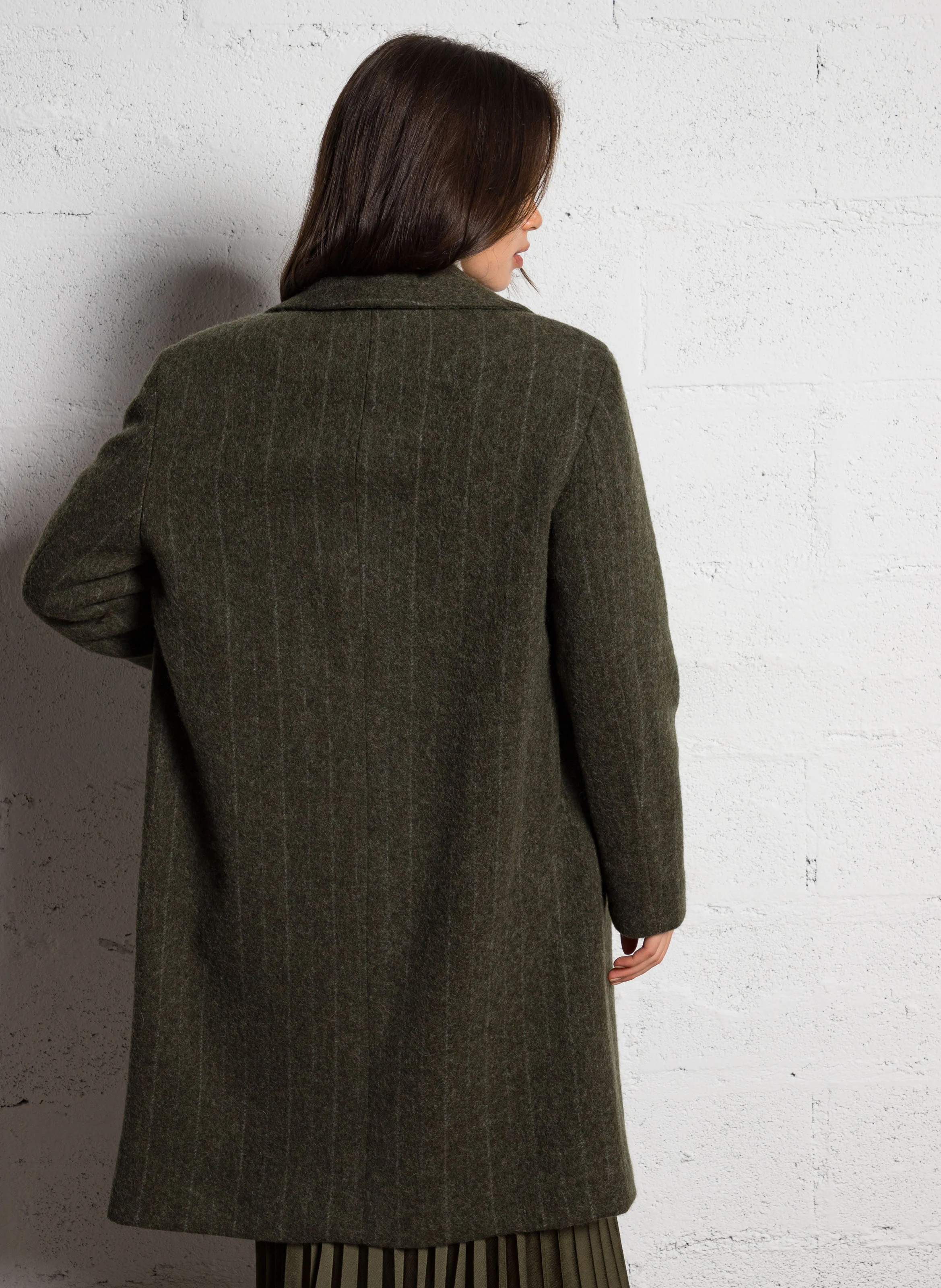 DANY - Manteau col tailleur en maine mélangée | Vert