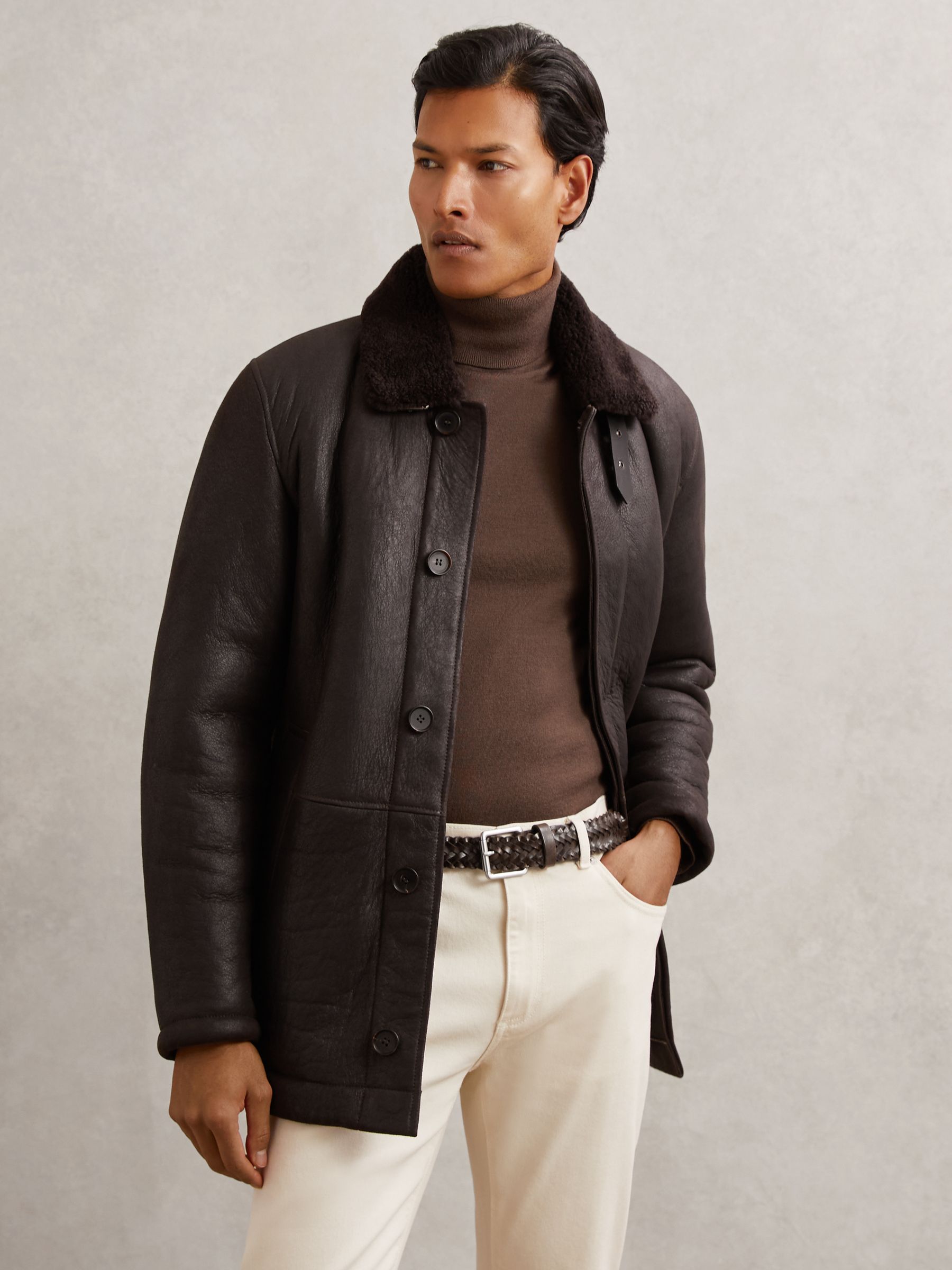 Reiss Carlton Leather Woven Belt