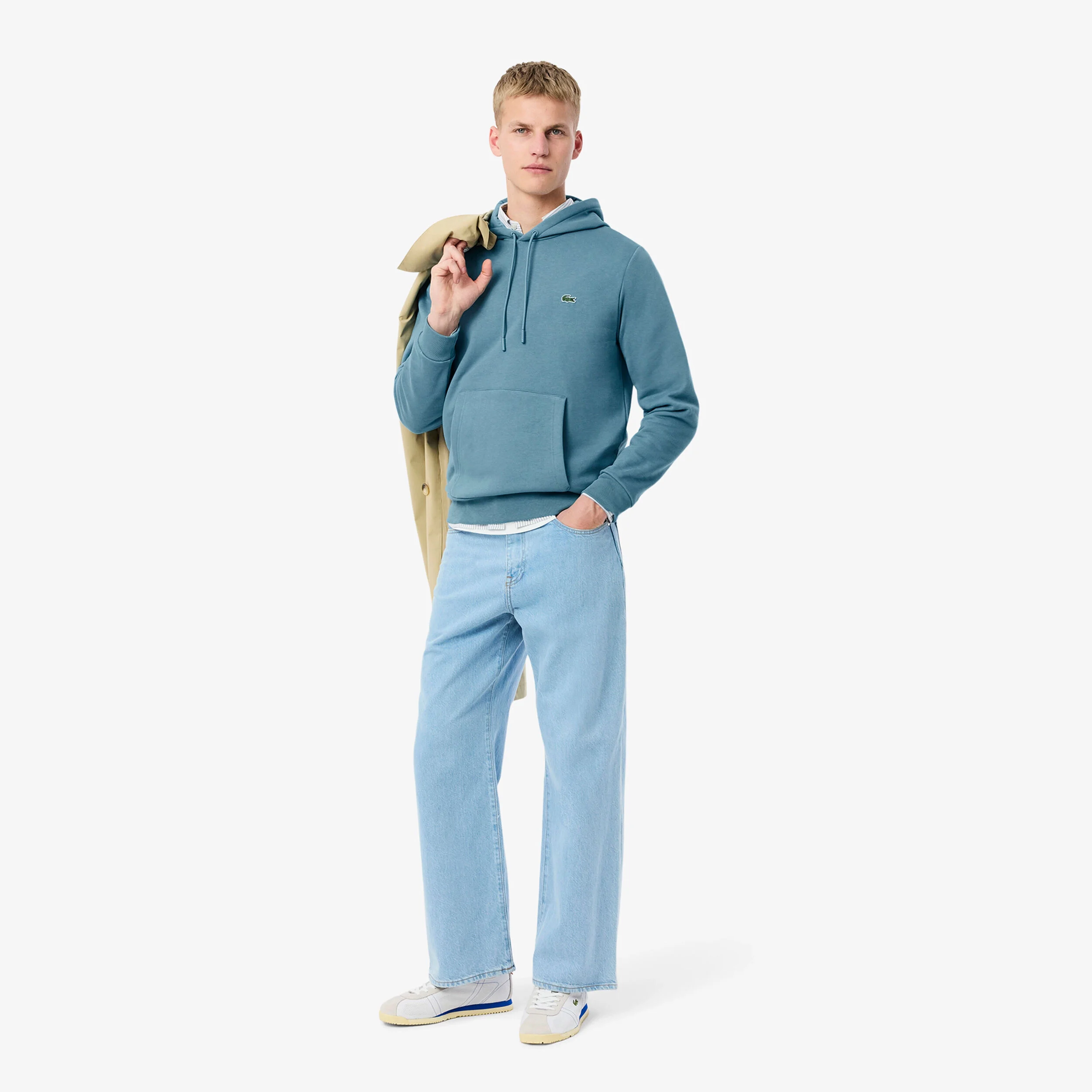 Lacoste Brushed Sweat À Capuche Hommes - Bleu Gris
