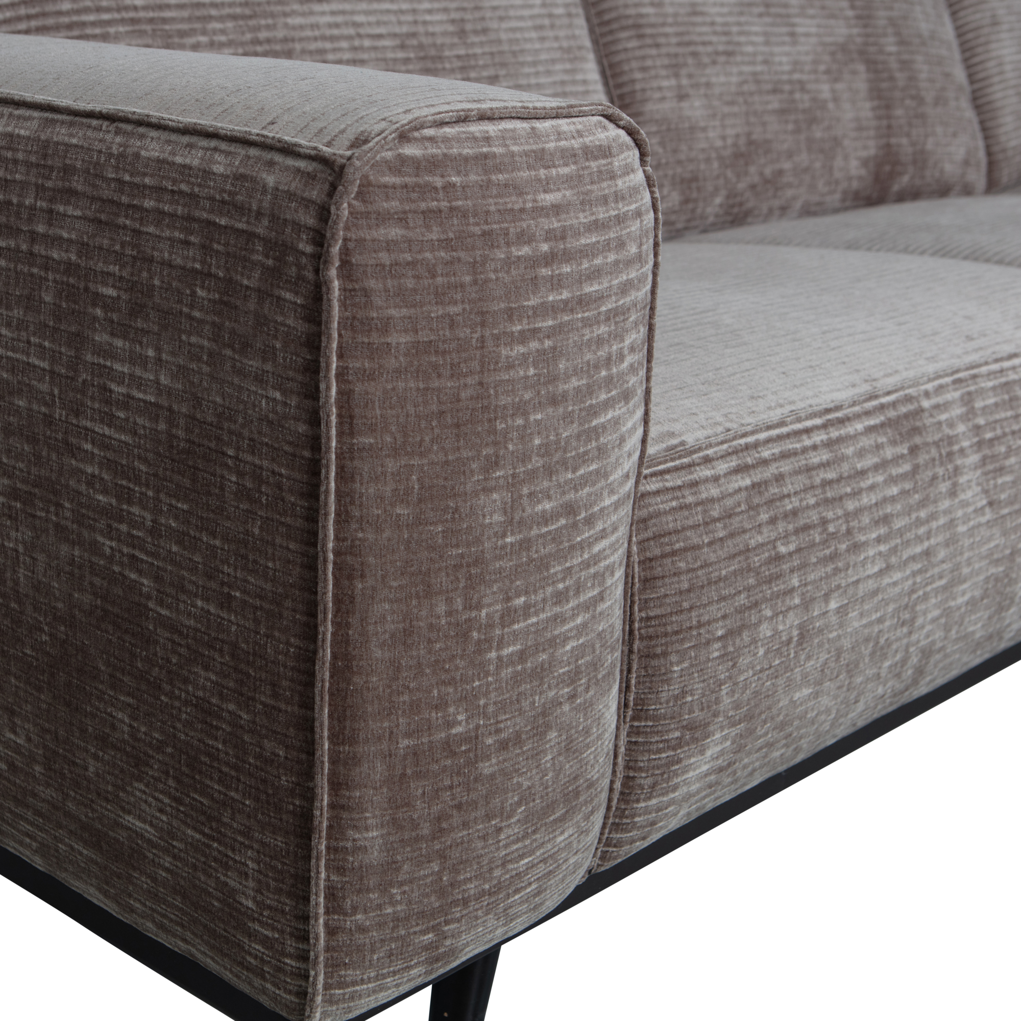 Statement Hoekbank Links - Platte Brede Rib - Taupe