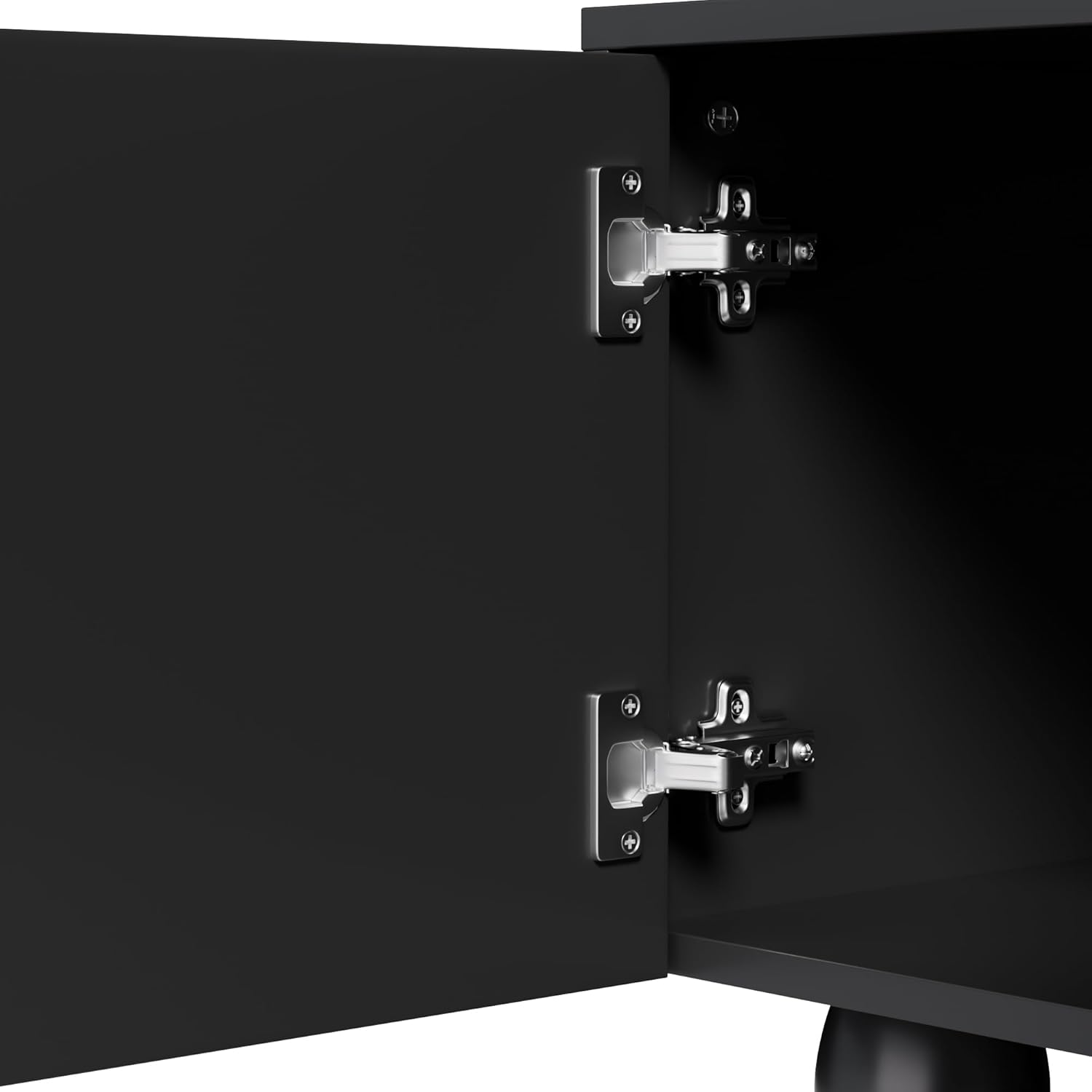Merax TV-Schrank 180x40x42 cm, mit Holzbeinen, Moderner Fernsehtisch mit großem Stauraum, Schubladen und offenen Fächern, für Wohnzimmer, Schwarz