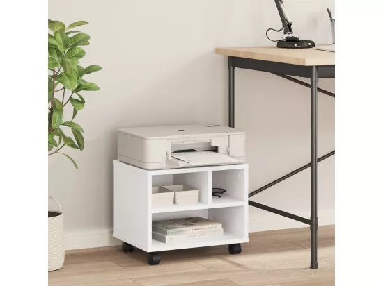 Support d'imprimante avec roulettes blanc 41x32x34,5 cm