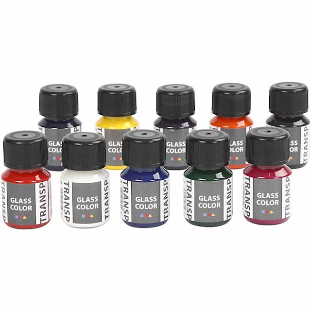 Glass Color Transparent, ass. farger, 10x30 ml/ 1 pk.