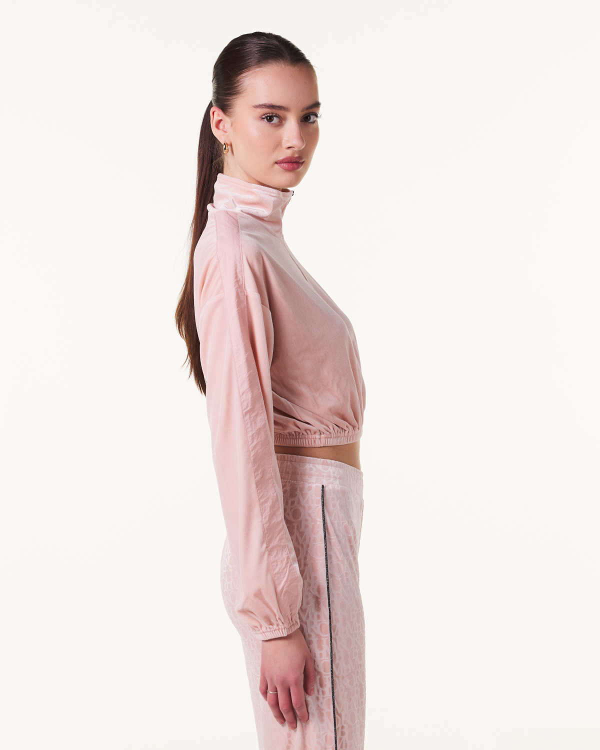 Bumpro Monogram Velour 1\2 Zip Pink Evening