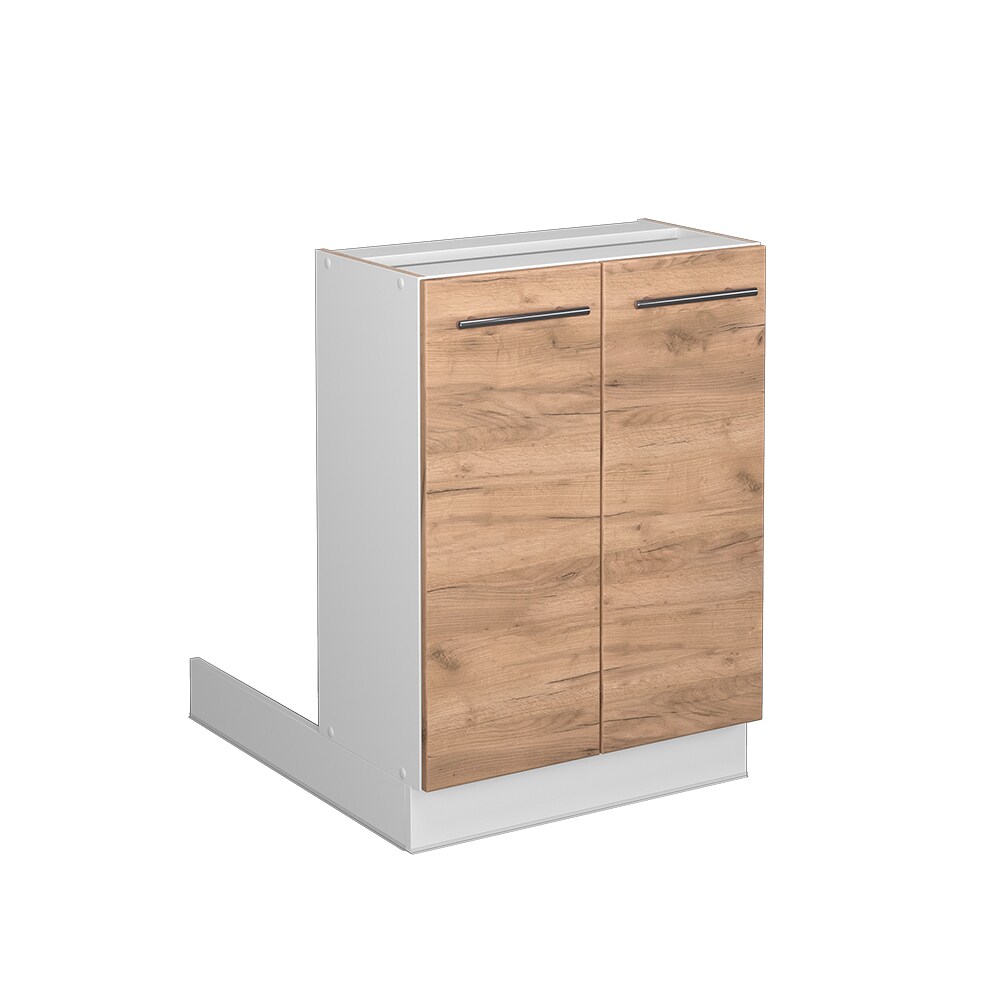 Vicco Regalinselunterschrank Küchenschrank Küchenmöbel Fame-Line Weiß Eiche Goldkraft 60 cm modern Küche Einbauküche Kücheninsel Drehtür Einlegeboden Blende Küchenunterschrank Küchenzeile