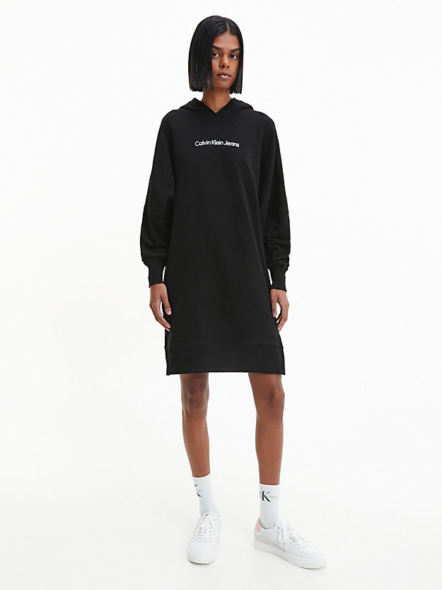 Vestido moletom com capuz de modelagem folgada