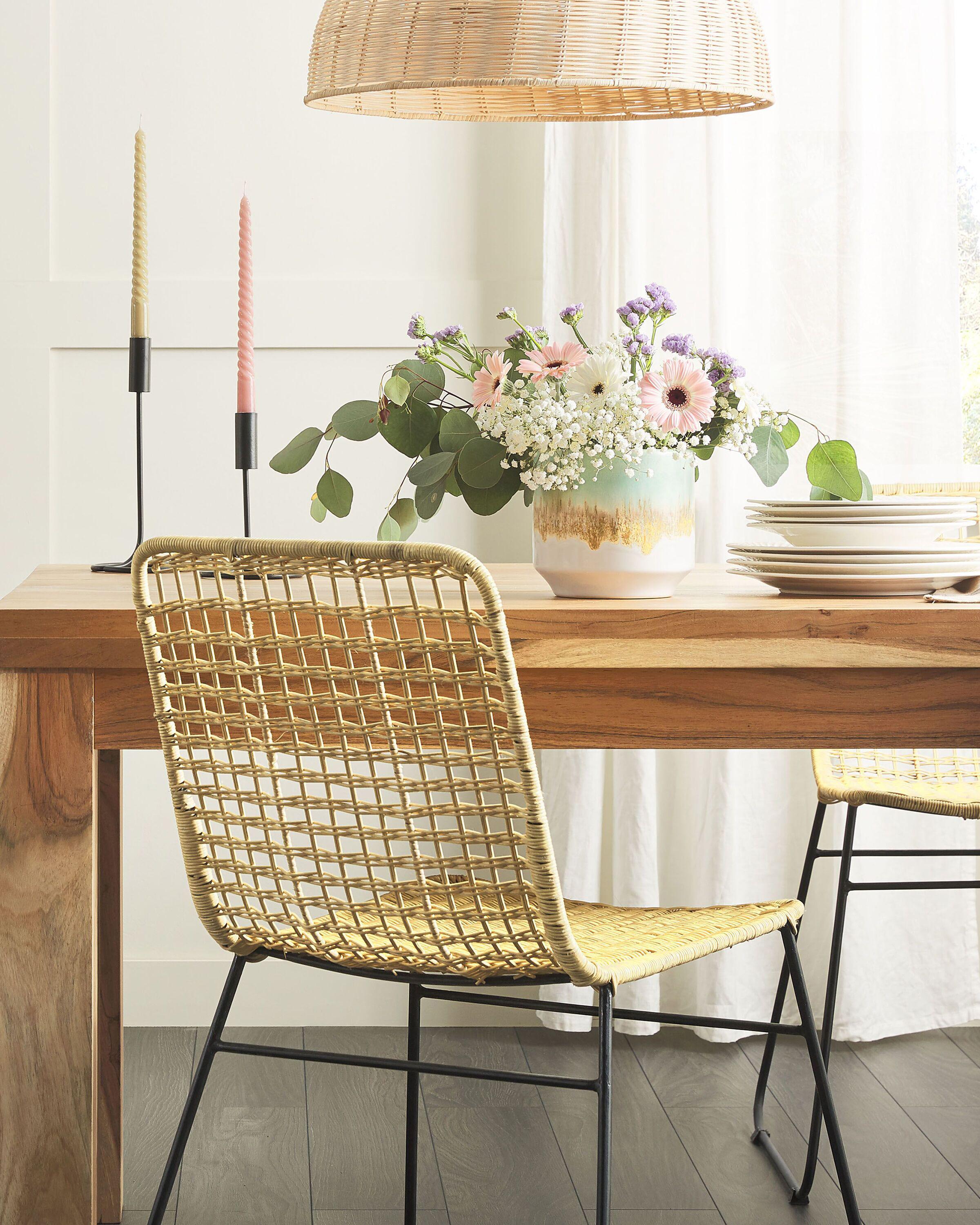 Set van 2 eetkamerstoelen ELFROS Rotan Natuurlijk