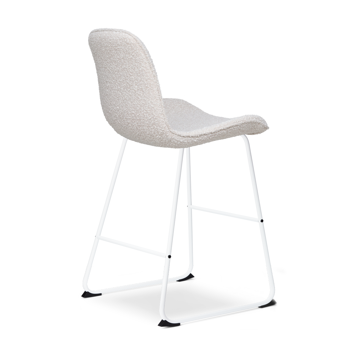 Barkruk Nino-Fé bouclé beige - wit onderstel -  65 cm