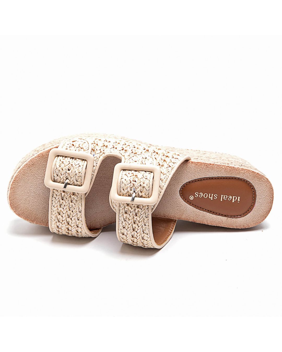 Sandale femme mule plateforme beige - Myriam