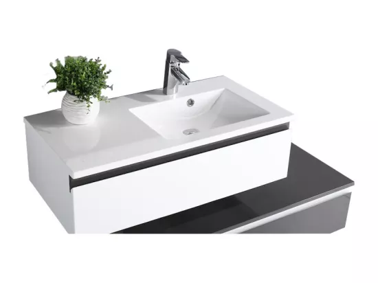 Ensemble de salle de bain 90 cm gris et blanc Aquamare