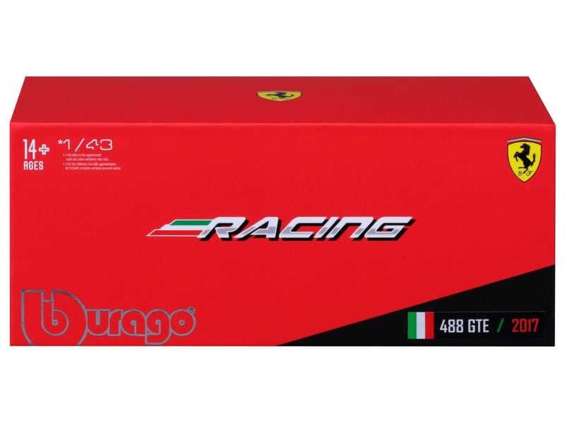BBurago Ferrari Racing 488 GTE 2017 Rot 1:43 Sammlermodell im Massstab 1:43
