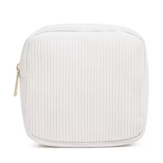 (13x13cm) Mini Kosmetik Make Up Tasche Necessaire Organizer Bag mit Reissverschluss - Weiss