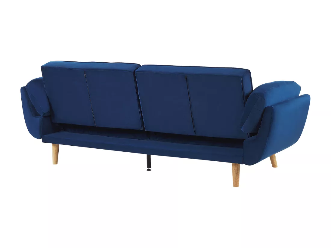 Canapé 3 places convertible en velours bleu marine ASBY