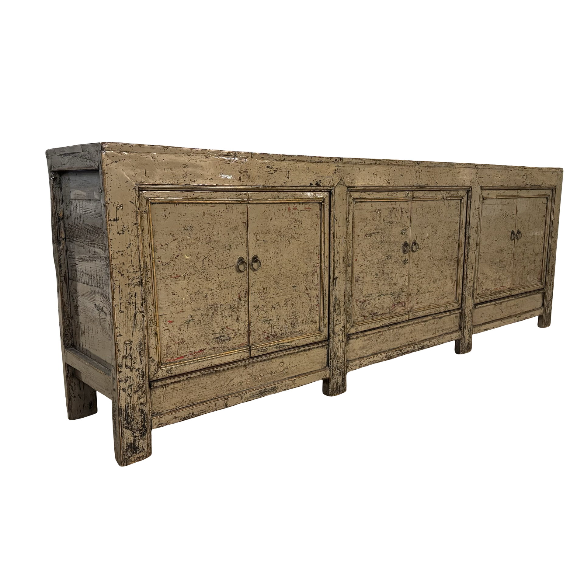 Dressoir 6 deur olijf/groen lak uniek