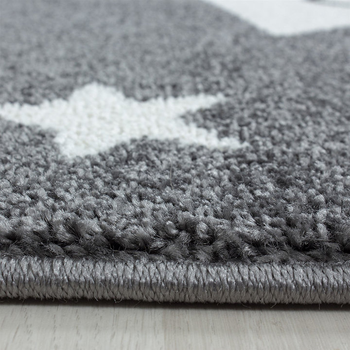 Rond Kindervloerkleed - Anna Sterren Grijs | Speels