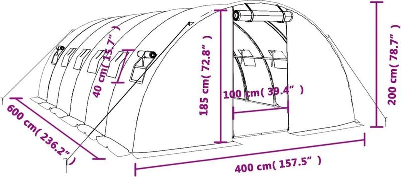 Broeikas - Ruim - Polyetheen - Stalen Frame - UV-bestendig