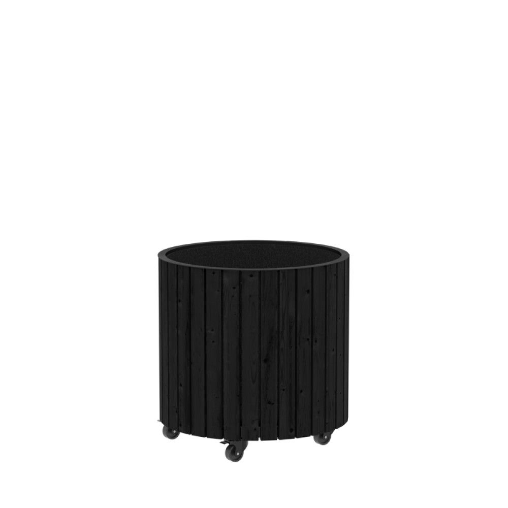 PLANTEKASSE PLUS CIRCLE M/HJUL SVART Ø55/55CM