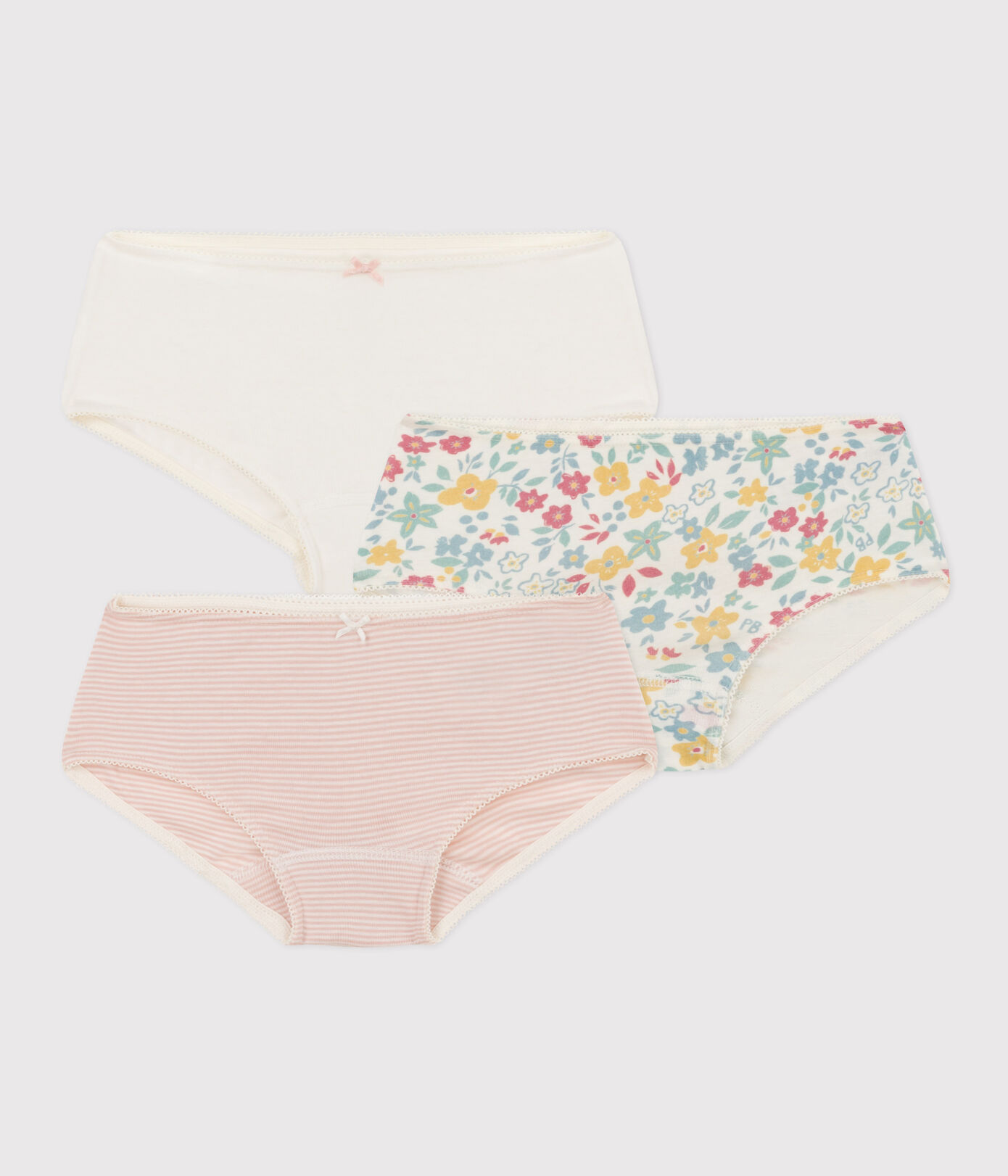 Lot de 3 shorties fleurs en coton petite fille