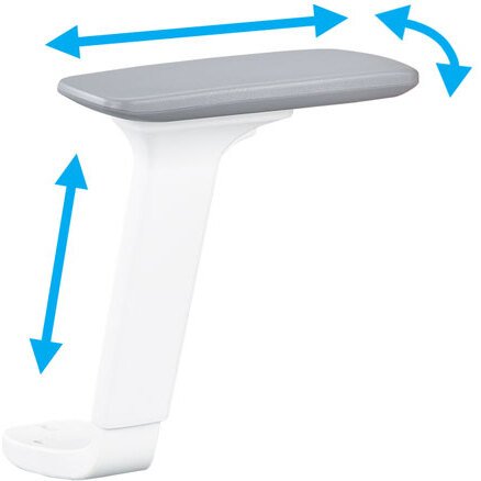 Chaise de bureau ergonomique Marti, tissu, mécanisme synchrone + réglage profondeur d'assise, appui-tête, accoudoirs 3D , piètement roulettes blanc