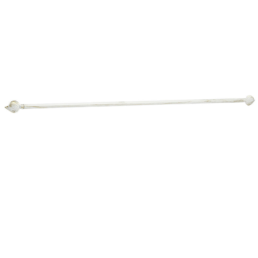 Tringle de vitrage Extensible 80-110 cm embout feuille blanc vieilli
