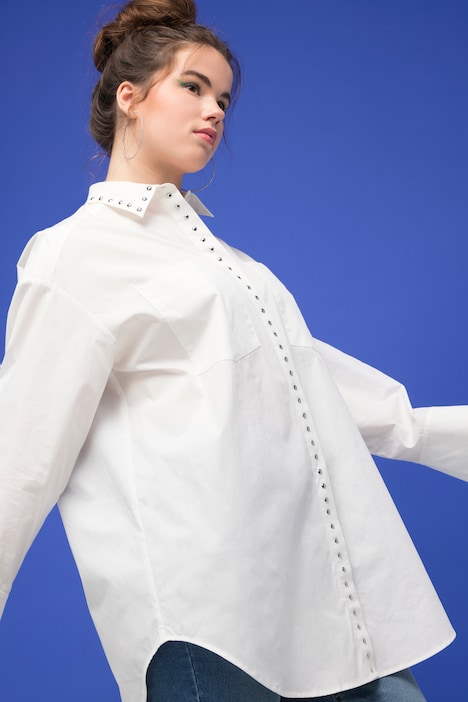 Hemd, oversized, Ziernieten, Hemdkragen, Langarm