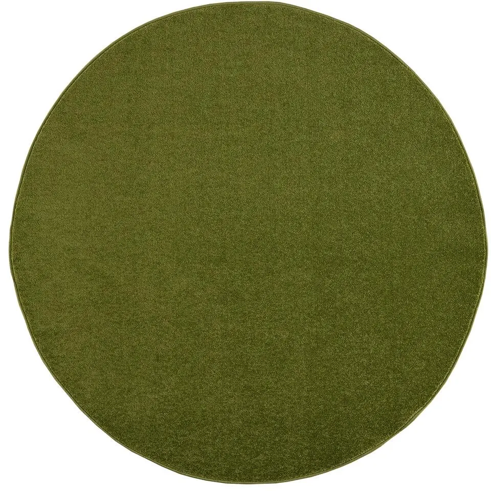 Uni Rond Effen Laagpolig Vloerkleed Modern Groen - 120 CM ROND