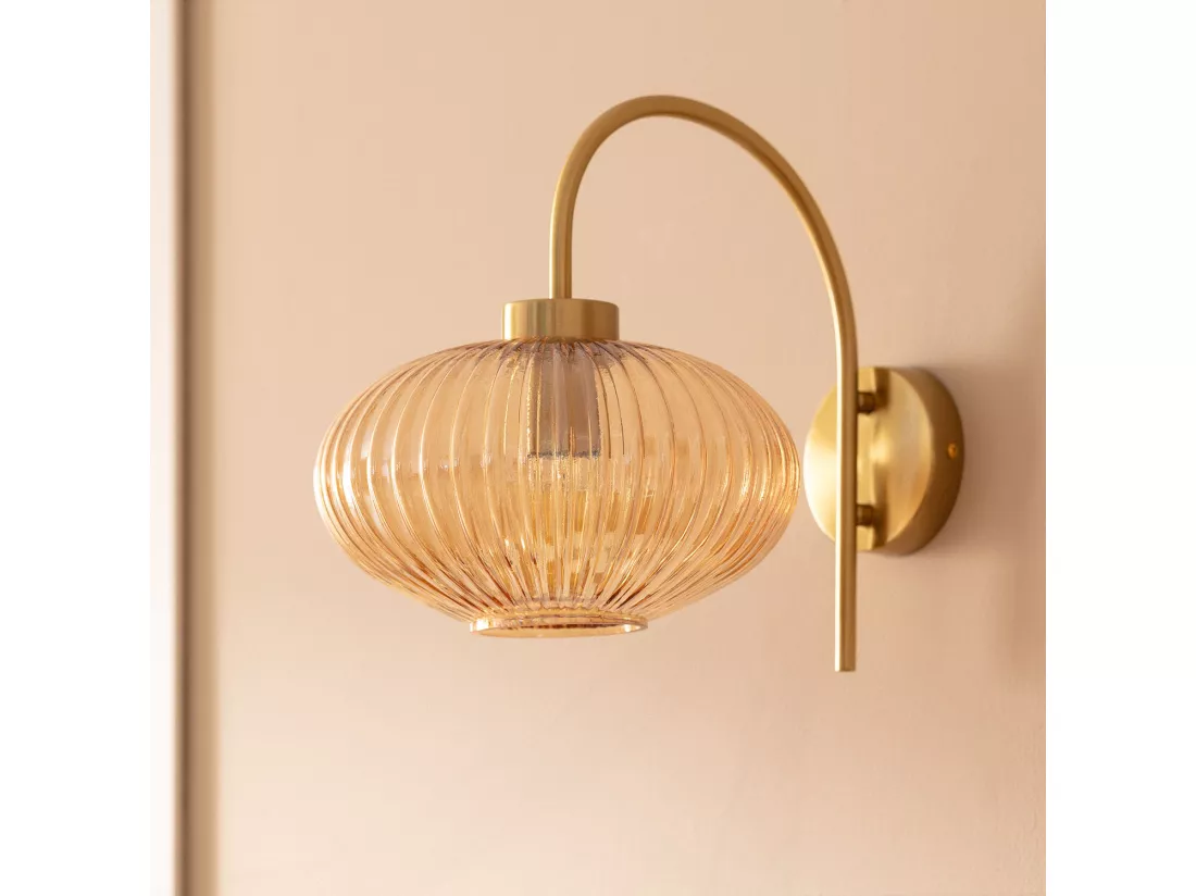 Lampe Murale Métal et Verre Basile Ambre