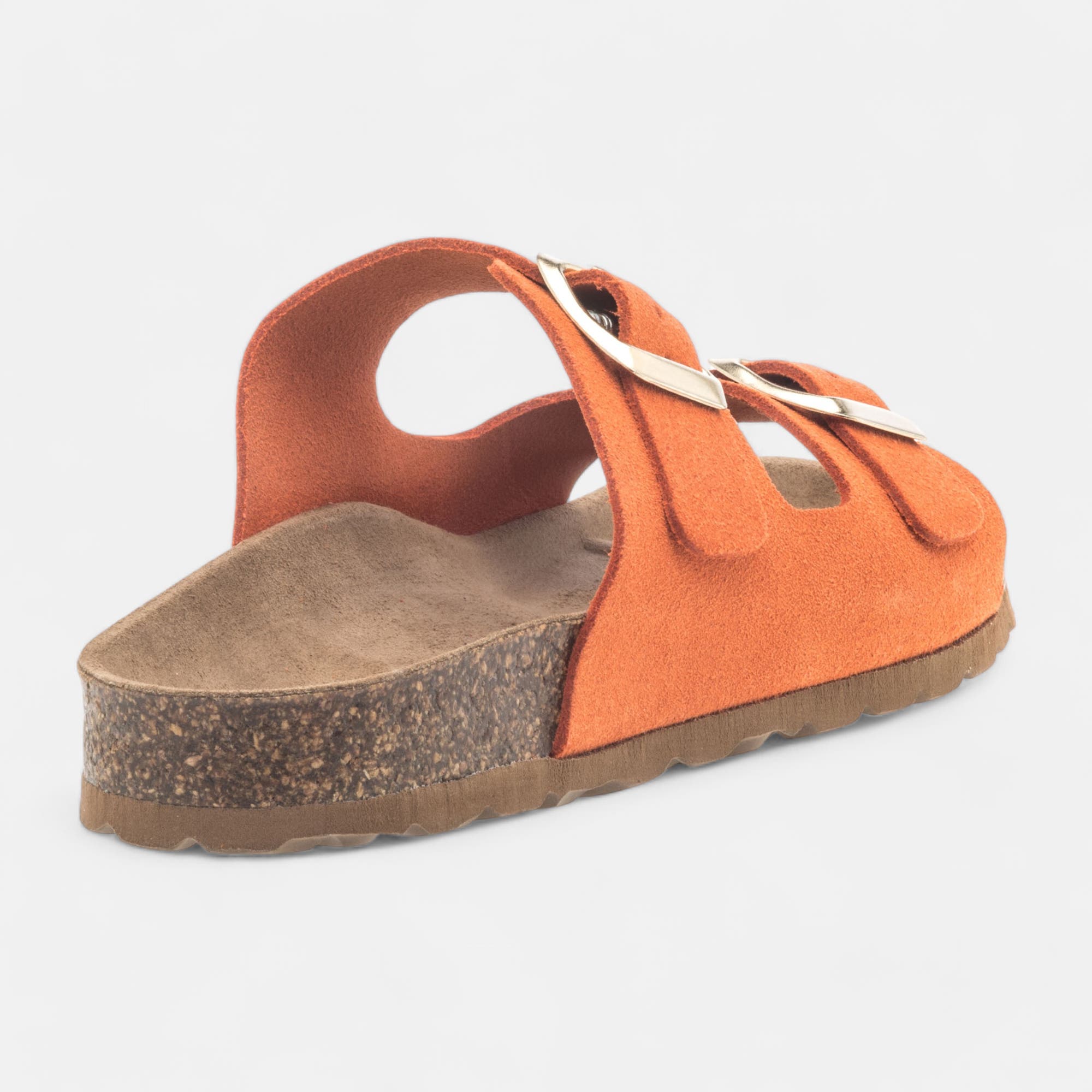 Mules semelle liège Femme en cuir orange