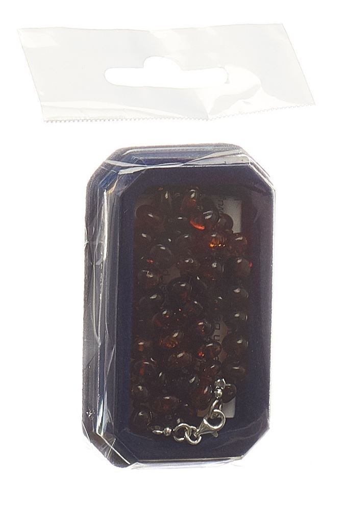 AMBERSTYLE Bernsteinkette cognac dunkel<br>1 Stück, 36cm, mit Karabinerverschluss