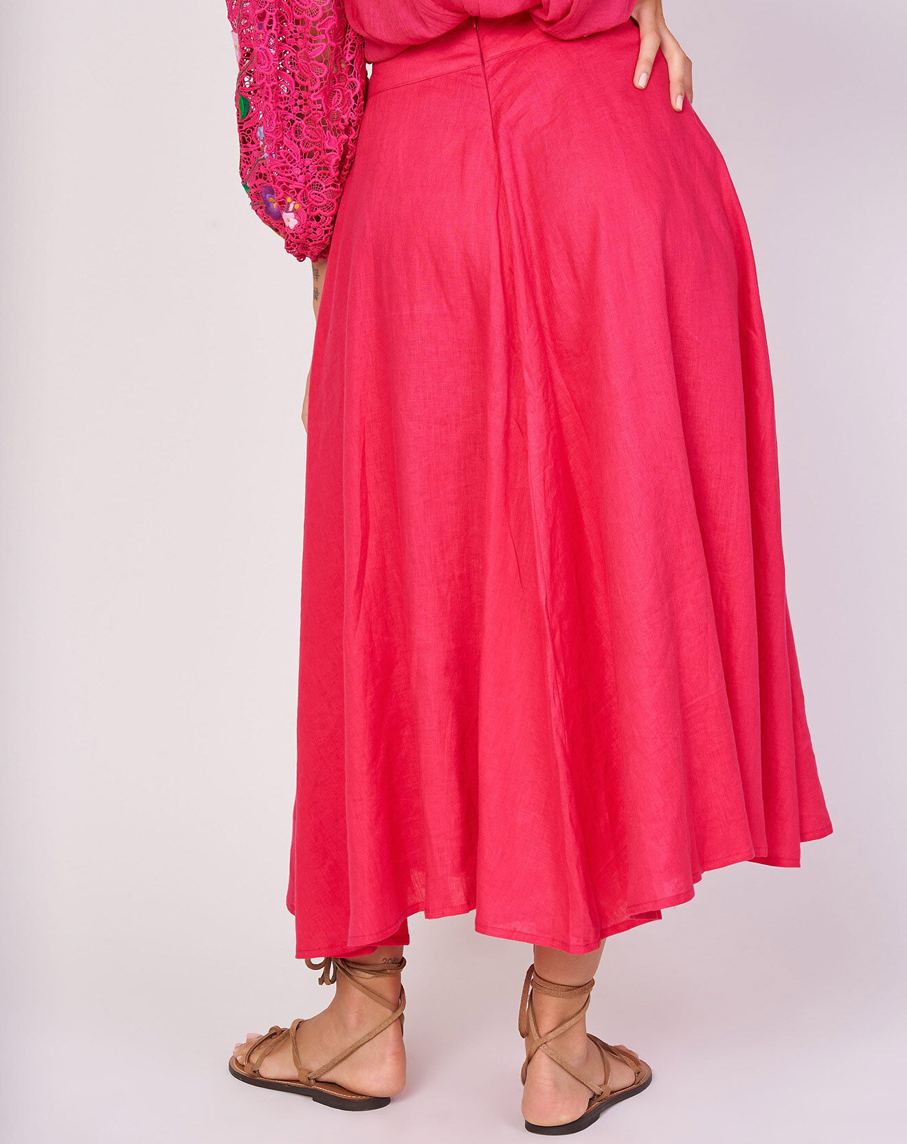 Derhy Jupe 100% Lin Fontaine fuchsia