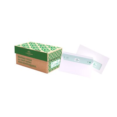 La Couronne - 200 Enveloppes recyclées DL 110 x 220 mm - 80 gr - fenêtre cristal 45x100 mm - extra blanc - bande auto-adhésive