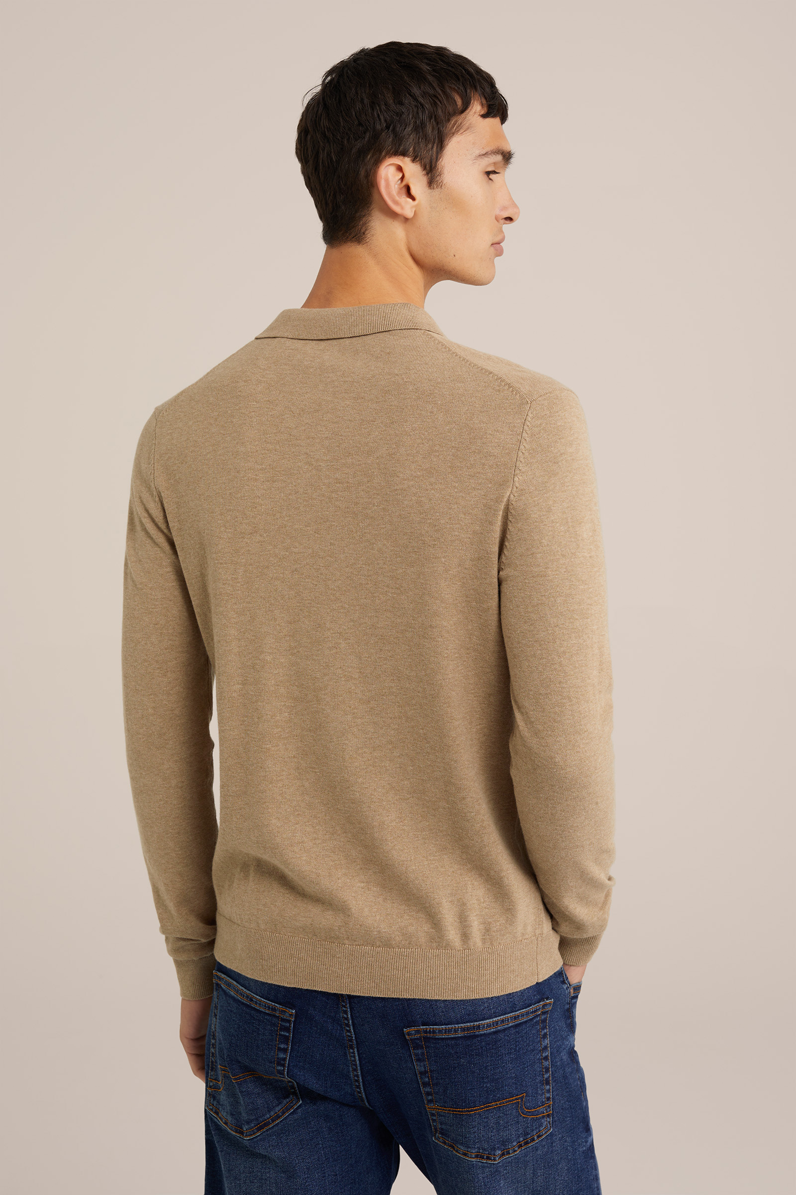fijngebreide polo Fundamentals Caramel