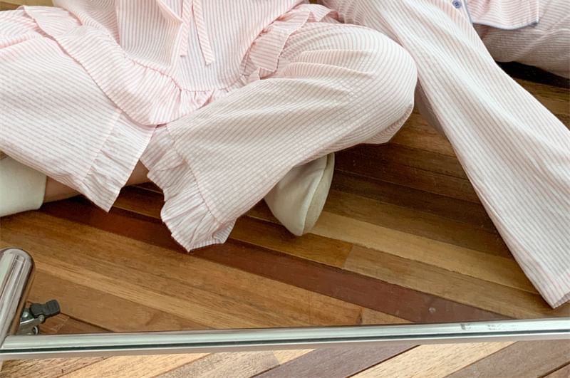 Sadelle - Bijpassende pyjamaset voor koppels: gestreepte top met lange mouwen + broek
