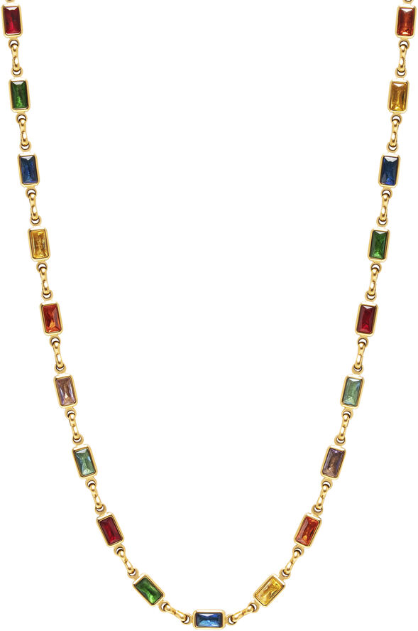 Nialaya Men's Rectangle Tennis Necklace Multi
