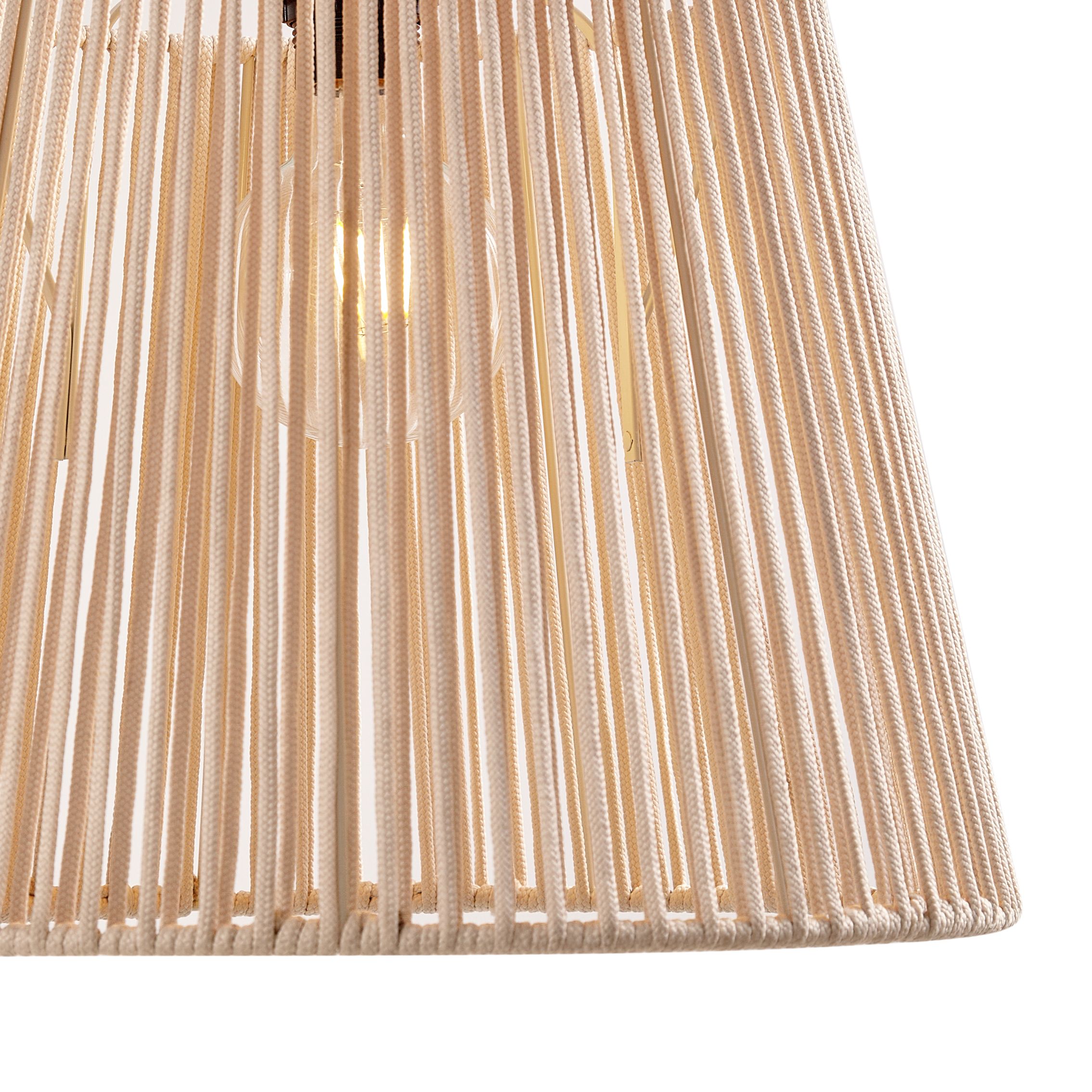 Buiten hanglamp zwart met beige kap van touw IP44 - Cava Jayla