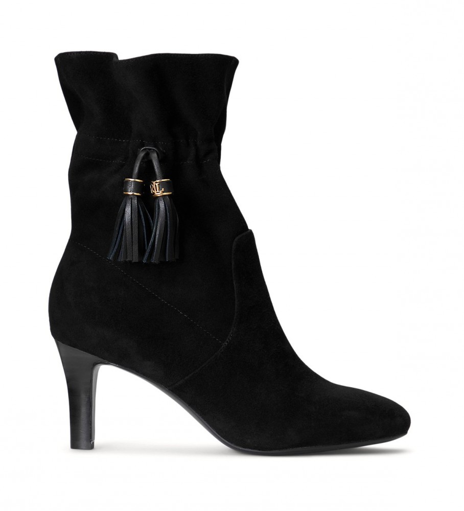 Botas de cano curto Ralph Lauren Candace em camurça com detalhe de borla preta