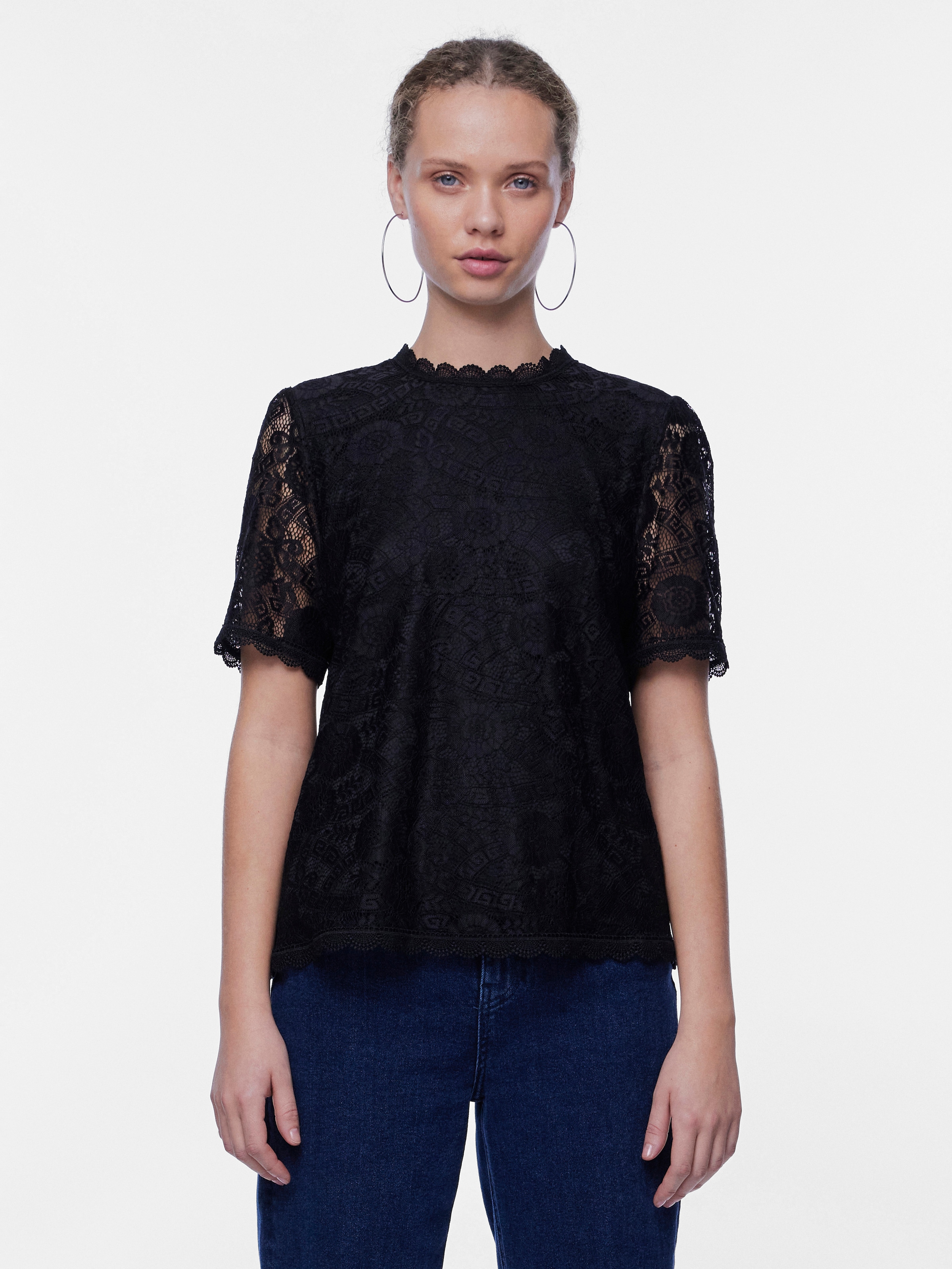 pieces Spitzenshirt »PCOLLINE SS LACE TOP WVN NOOS«