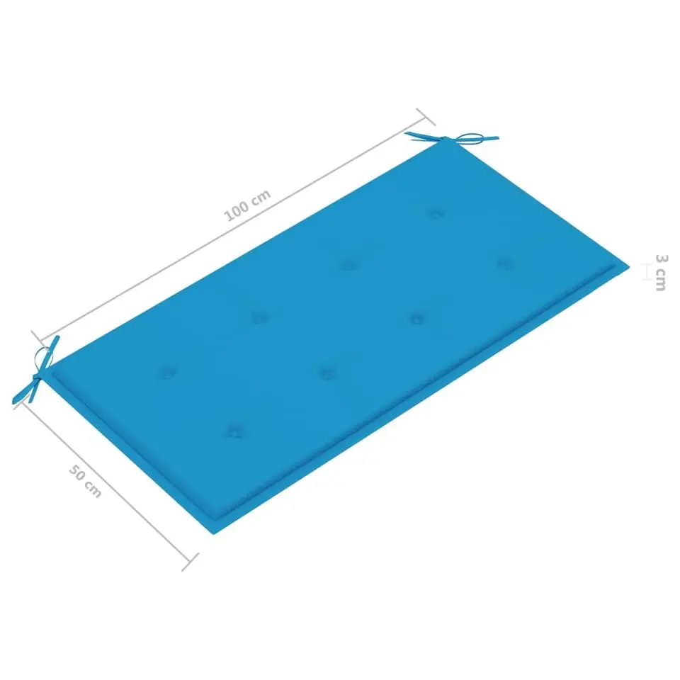 vidaXL - Bank Batavia met blauw kussen - Teakhout - 112x55x94 cm