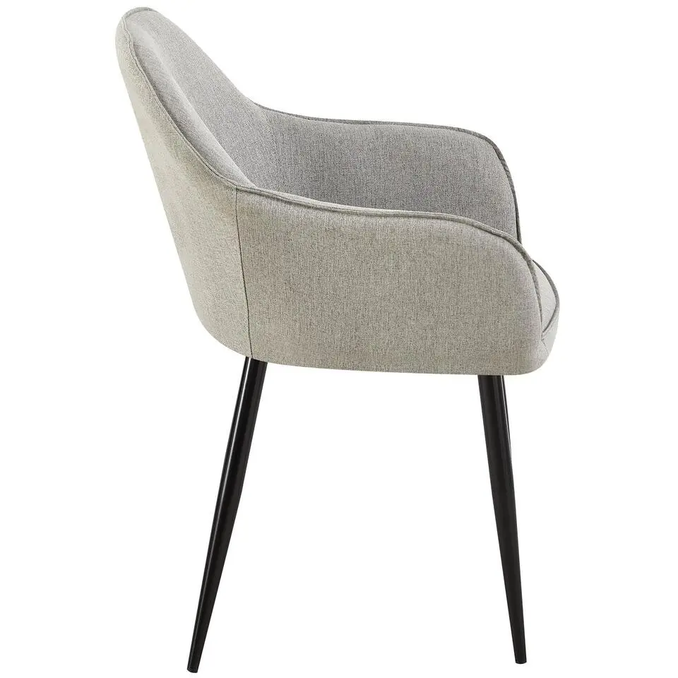CLP Eetkamerstoel Boise zwart Frame - Stof - grijs