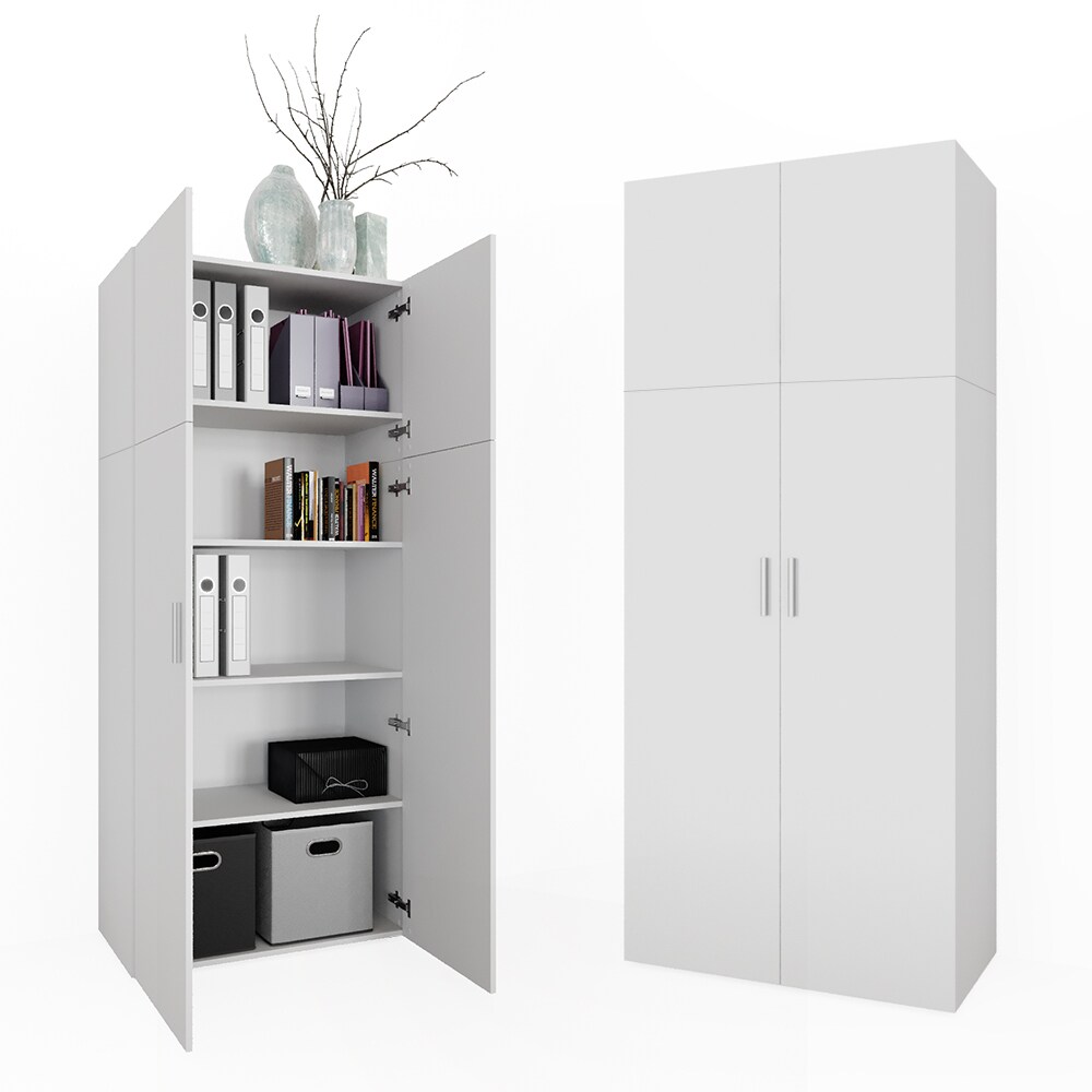VICCO Aktenschrank FRANK weiß Schrank 2 Türen Bücherregal Standregal Aktenregal