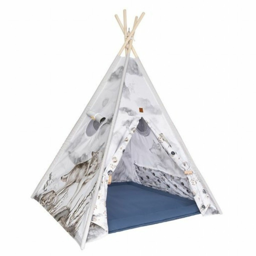 Tipi enfant loup avec coussins