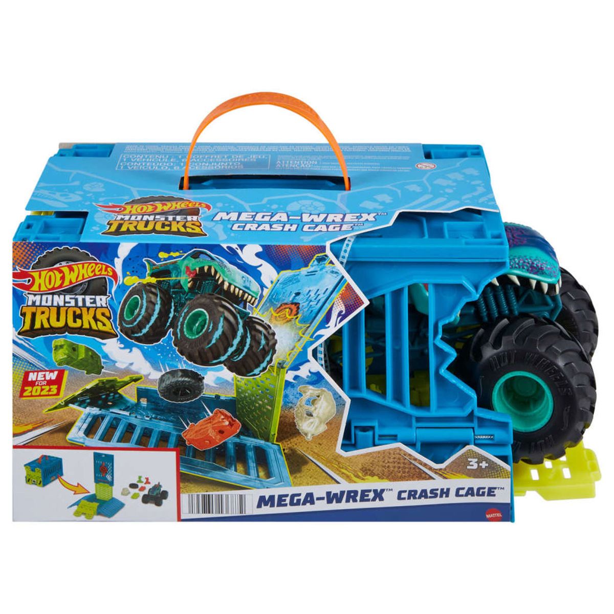 Mattel HNC29 - Hot Wheels - Monster Trucks - Mega-Wrex 1:24 Oversized Crash Cage – Ultimativer Crash-Spaß