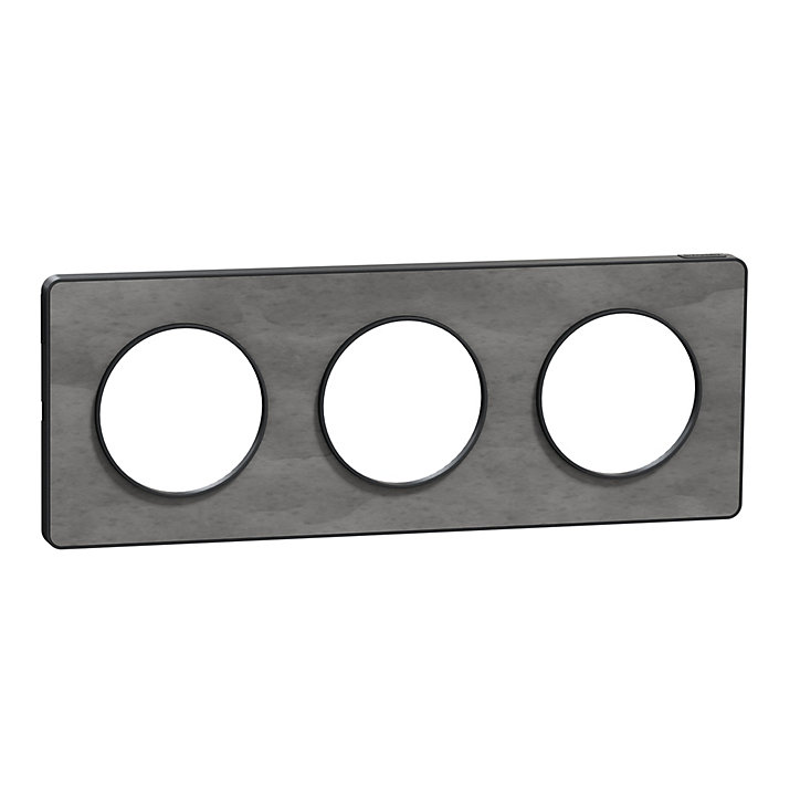 Plaque de finition triple Schneider Electric Odace Touch ardoise liseré anthracite