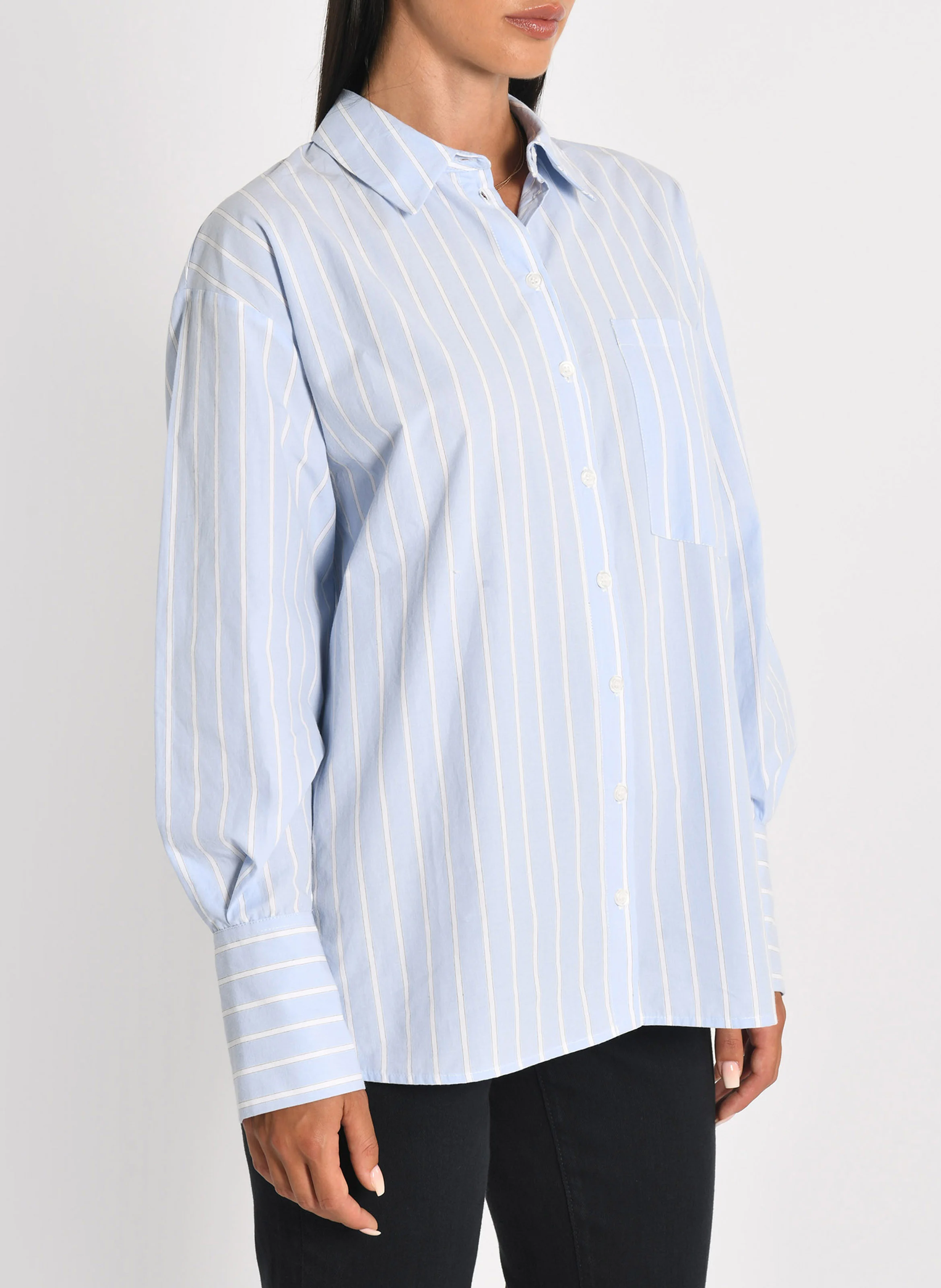ERIN - Chemise oversize col classique en coton | Bleu