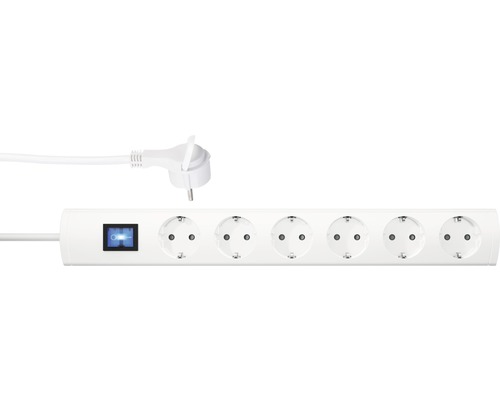 6-voudige stekkerdoos met haakse stekker en schakelaar (90°) H05VV-F3G1.5 wit 1,4 m UNOversal