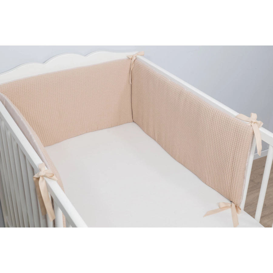 Ullenboom Patchwork-Nestchen Waffelpiqué für Babybett 140x70 cm Sand (210 cm Kopfbereich)